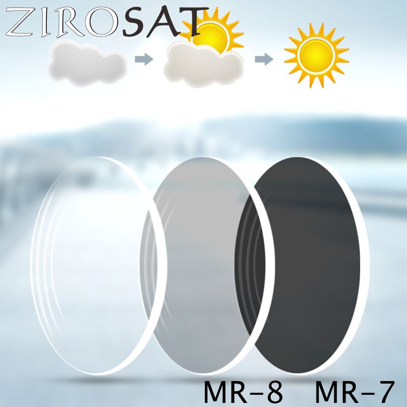 ZIROSAT 비구면 MR-8 1.61 1.67 인덱스 슈퍼 거친 광변색 처방 렌즈 강한 반사 무테